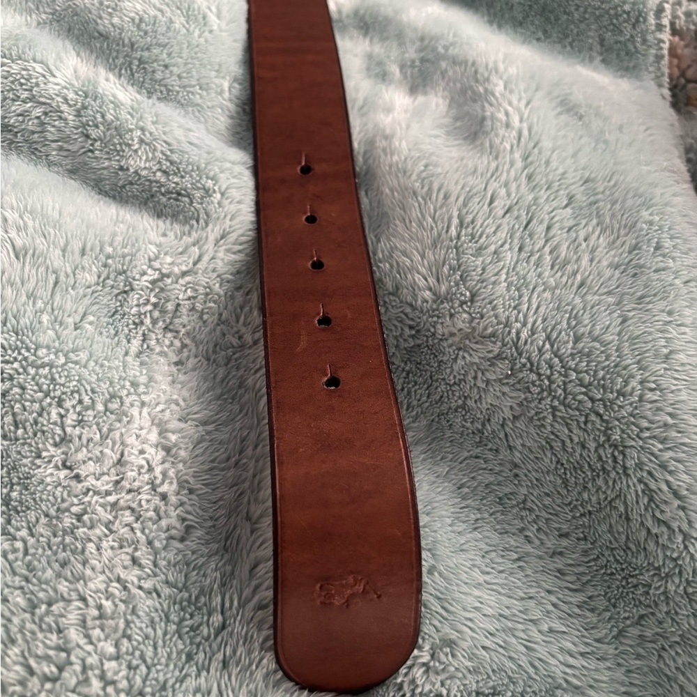 Polo by Ralph Lauren Tan Leather Belt with Bear Buckle - Picture 6 of 8